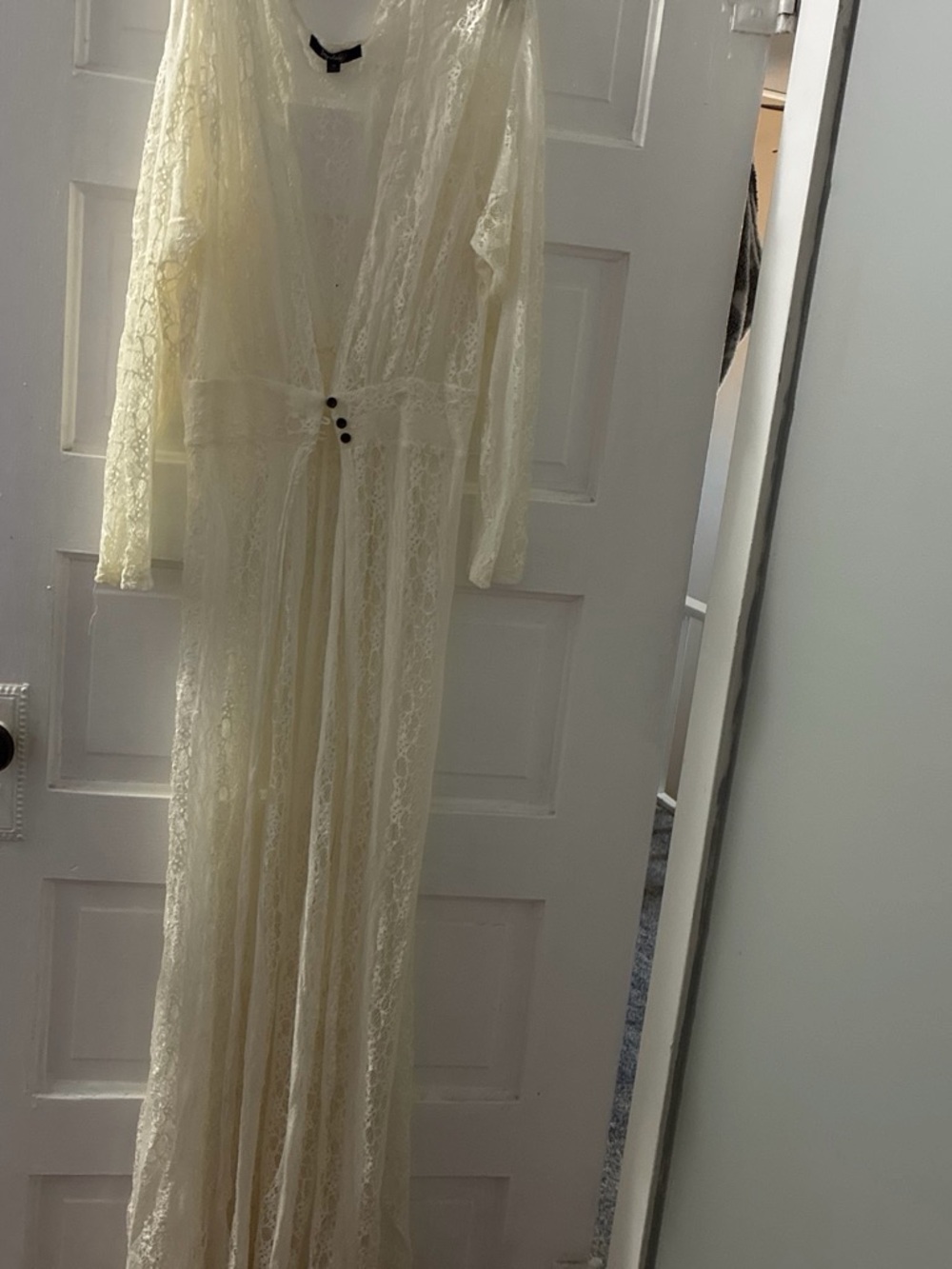 Light Cream Lace Long Cardigan Sweater